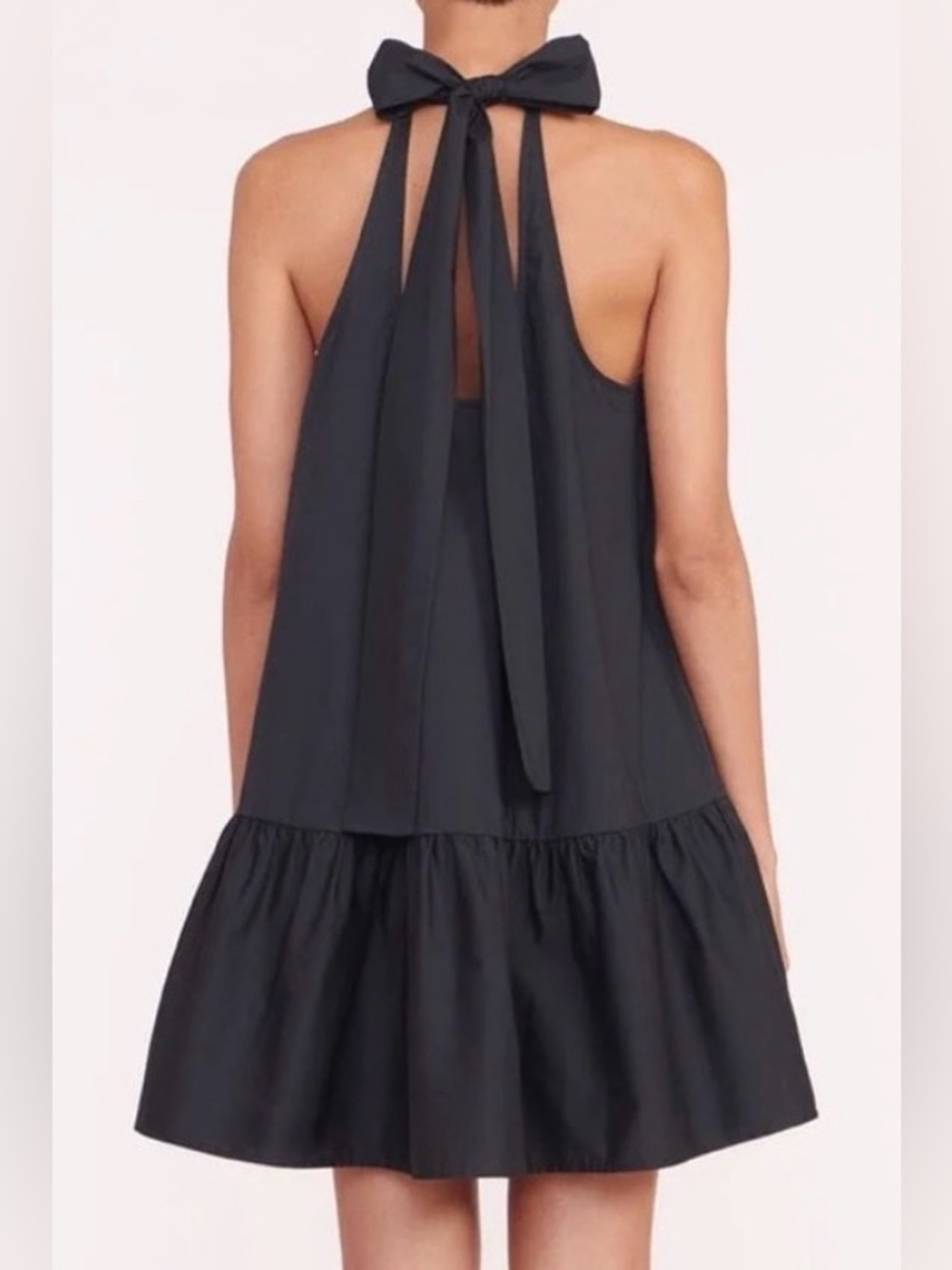 Staud Marlowe High Neck Halter Tie Flounce Mini Dress - Picture 4 of 10